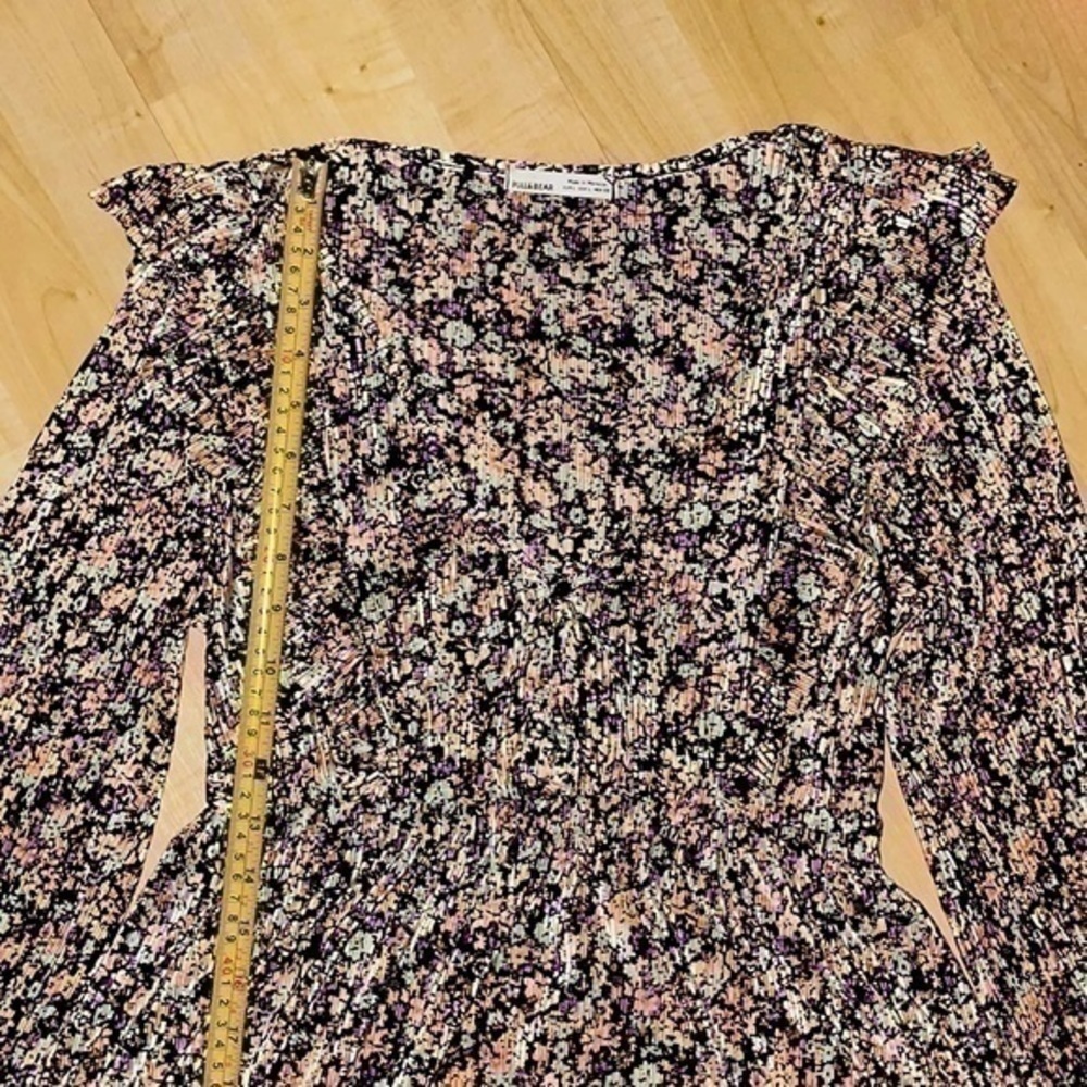 Pull & Bear ASOS plisse mini smock dress in pink floral print L gently preloved - Picture 5 of 14